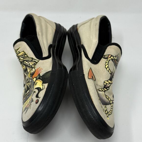 Converse Sailor Jerry Sneakers Mens 9 Tan Multicolor Nautical Slip On Shoes - Picture 10 of 16